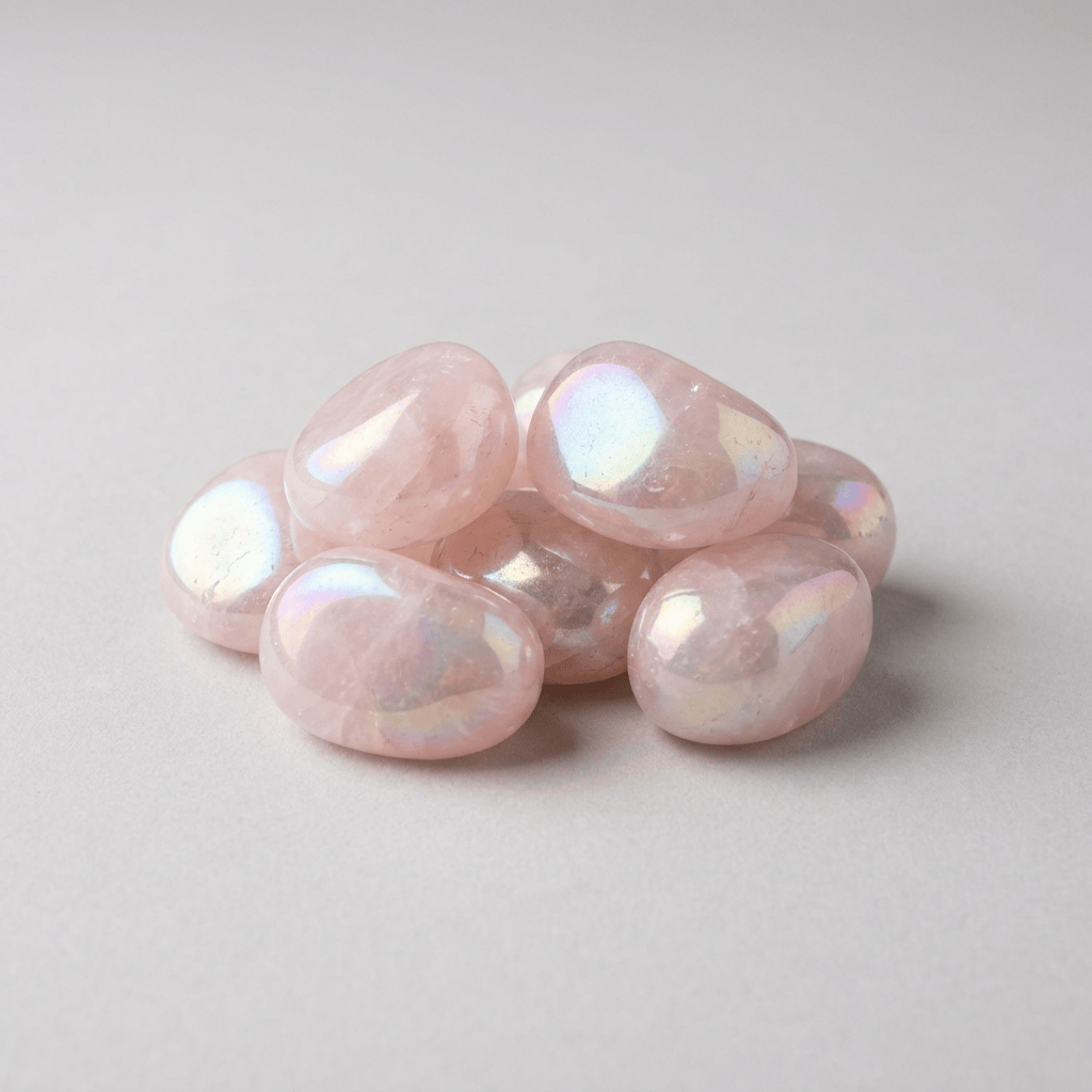 Angel Aura Rose Quartz Tumbled Stone | The Harmony Store Tumbled Stone