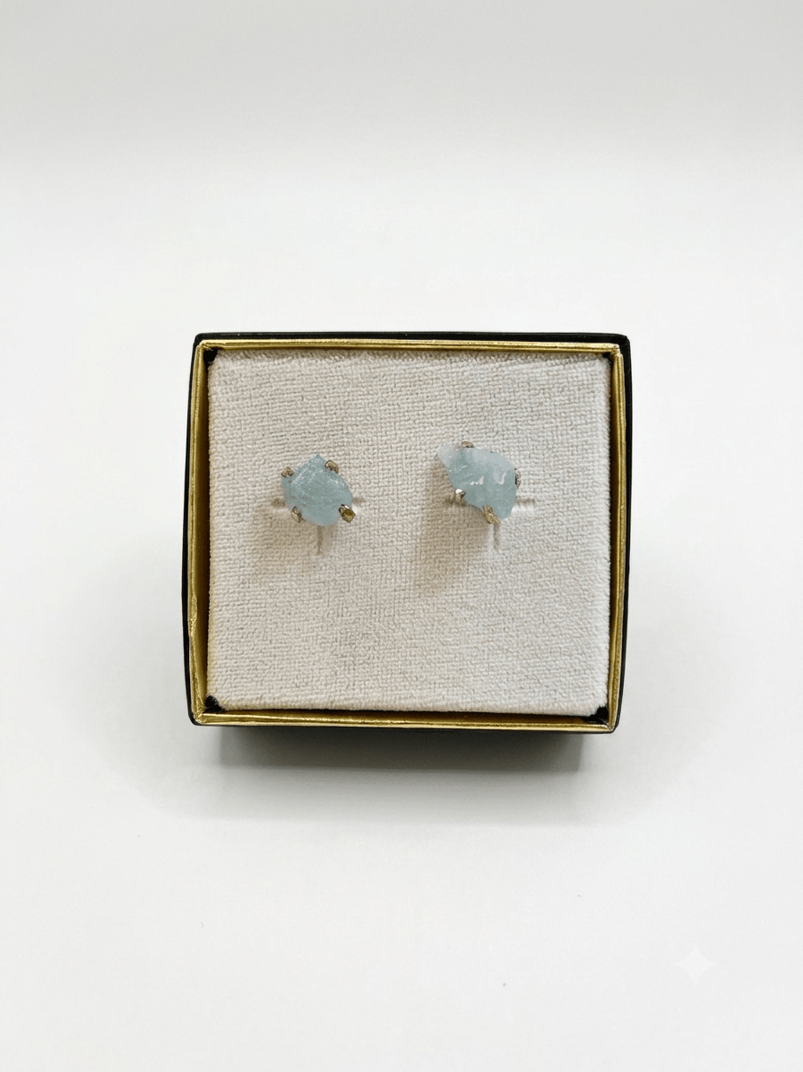 Aquamarine 925 Silver Stud Earrings | The Harmony Store Earrings