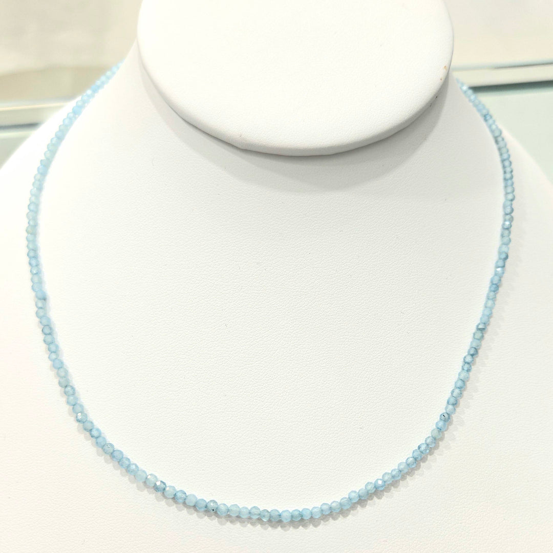 Aquamarine Faceted Silver Necklace 925 | The Harmony Store Necklace