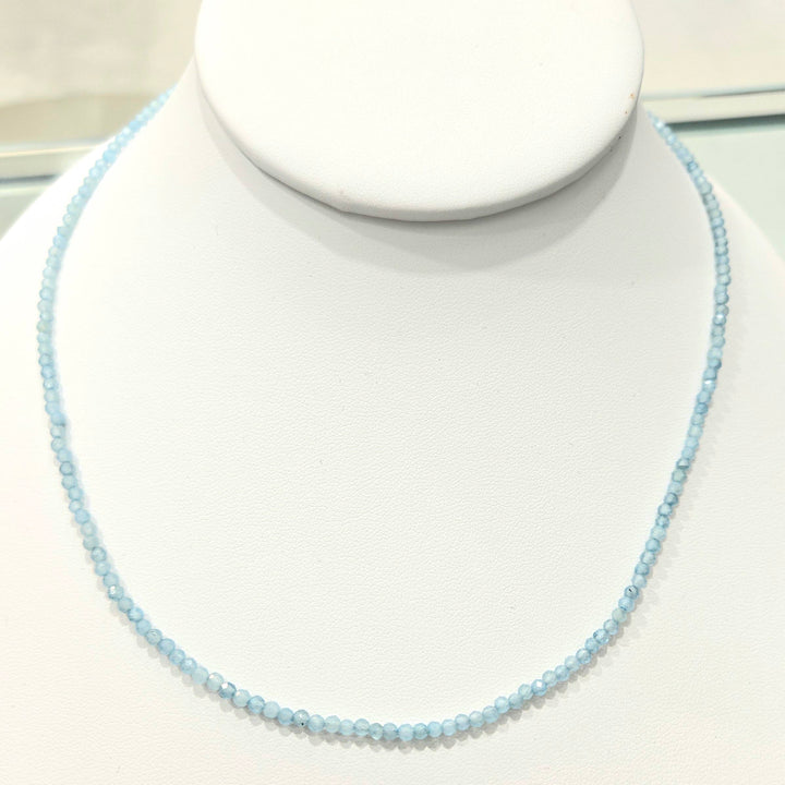 Aquamarine Faceted Silver Necklace 925 | The Harmony Store Necklace
