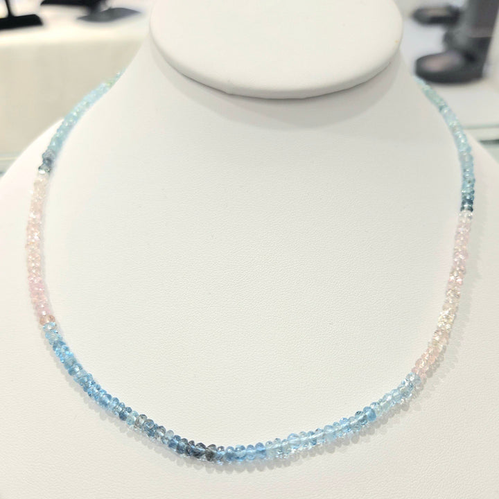 Aquamarine Morganite 925 Sterling Silver Necklace | The Harmony Store Multi Aqua + Mor : 2mm