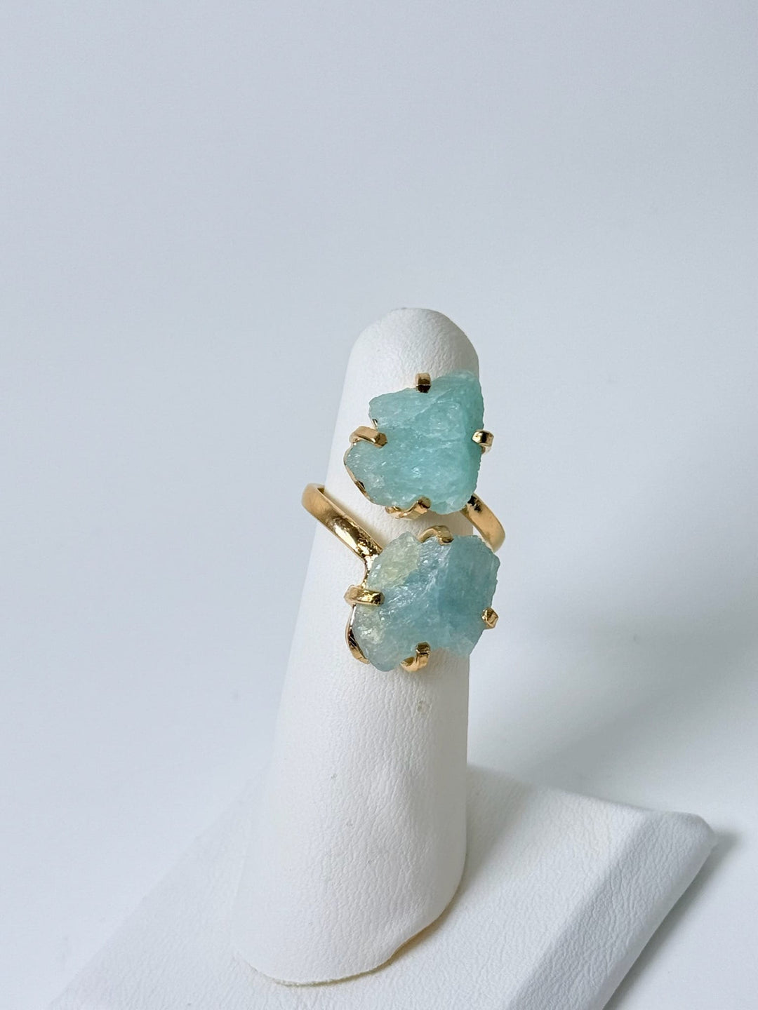 Aquamarine Dual Crystal Ring Gold Silver or Black | The Harmony Store