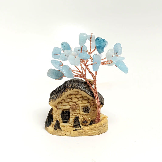 Aquamarine Tiny Crystal House Tree - The Harmony Store