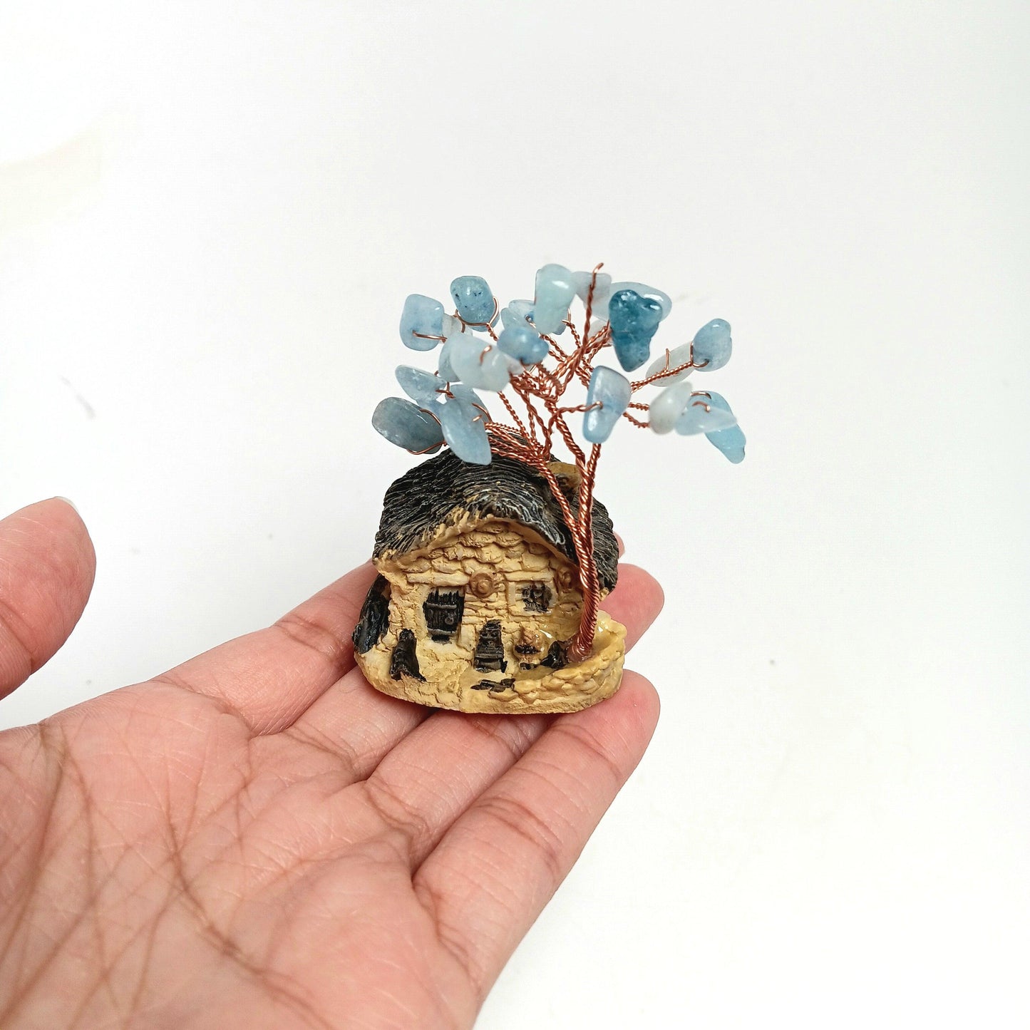 Aquamarine Tiny Crystal House Tree - The Harmony Store