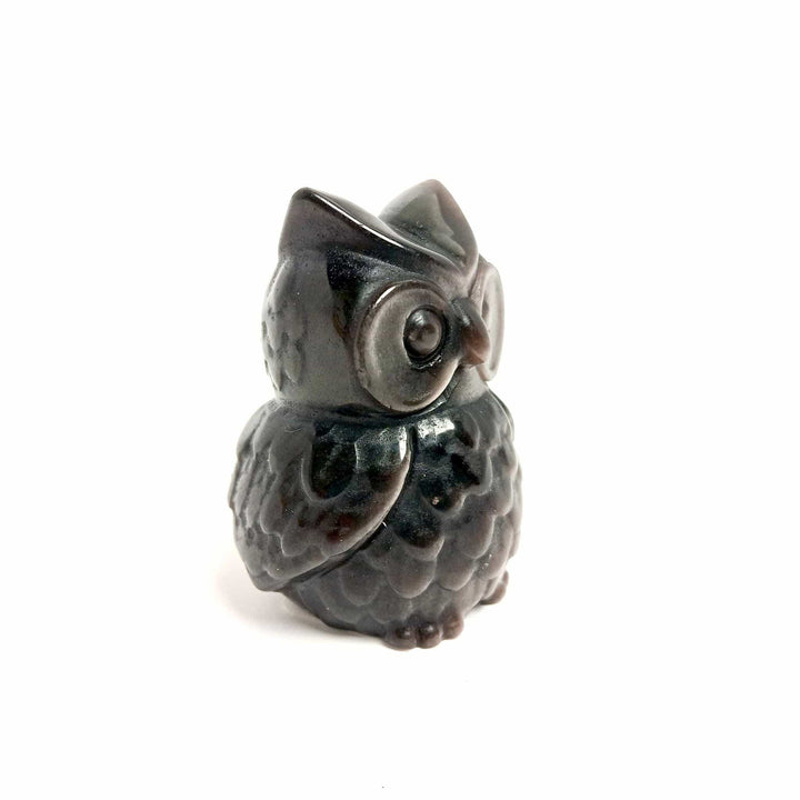 Black Obsidian Owl Crystal Figurine 3 inch | The Harmony Store
