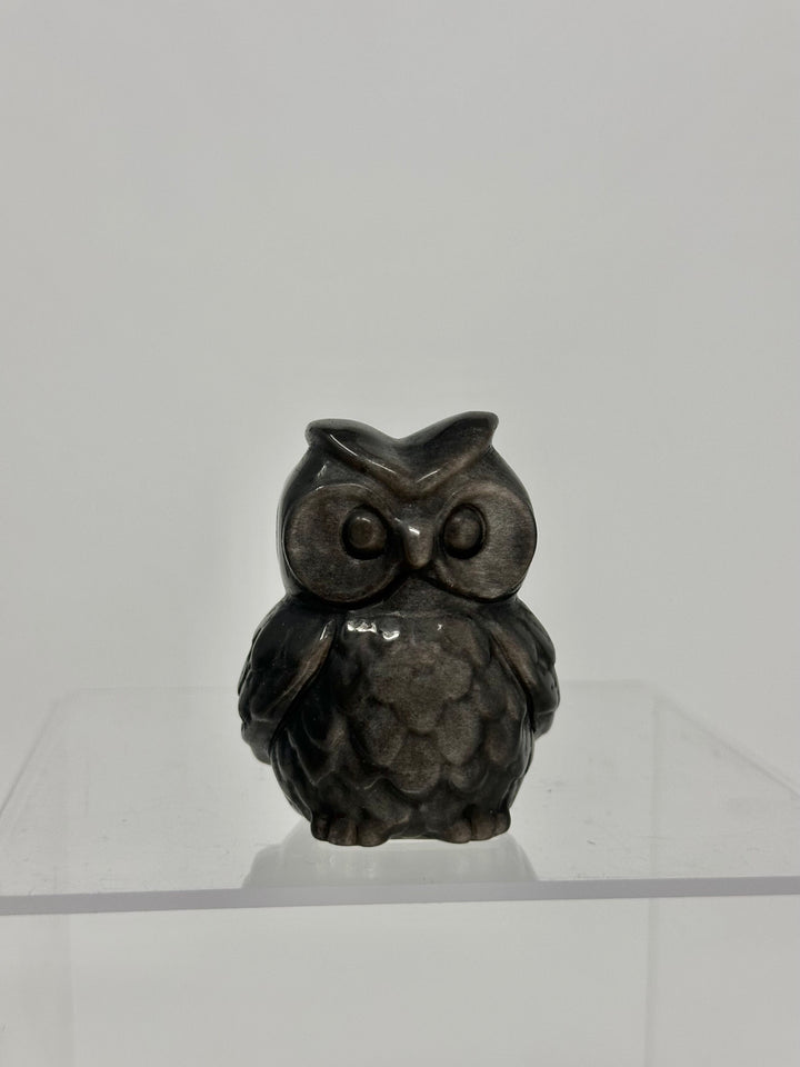 Black Obsidian Owl Crystal Figurine 3 inch | The Harmony Store
