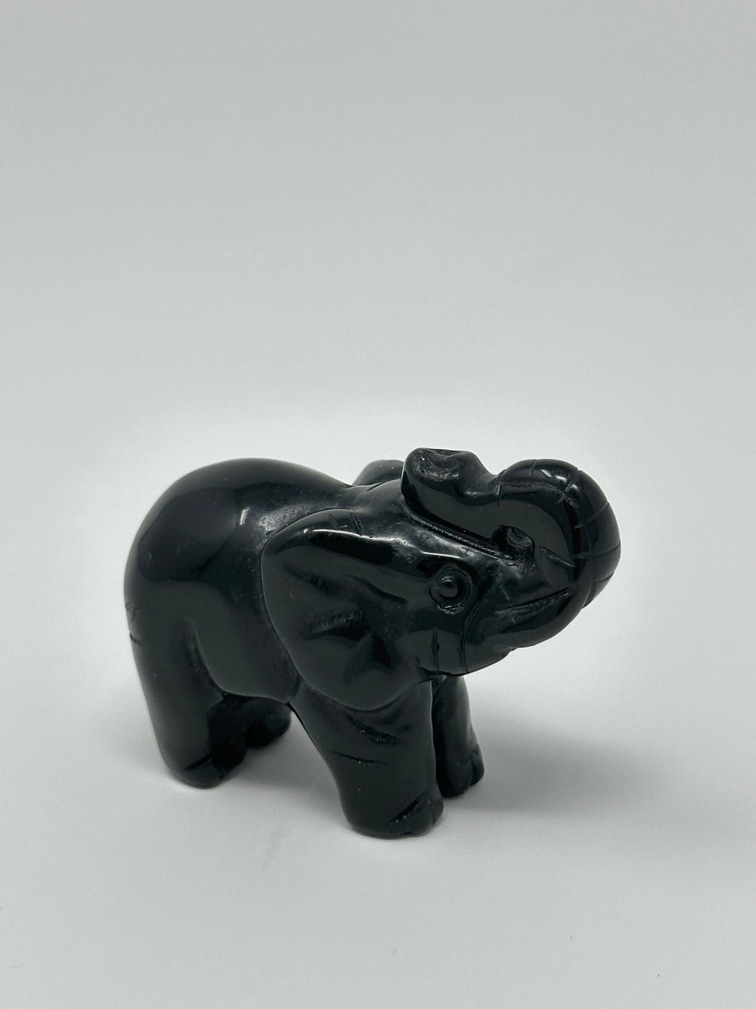 Black Onyx Elephant Figurine 2 inch | The Harmony Store Crystal Figurine