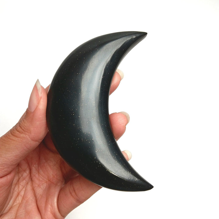 Black Onyx Moon Crystal | The Harmony Store Carving