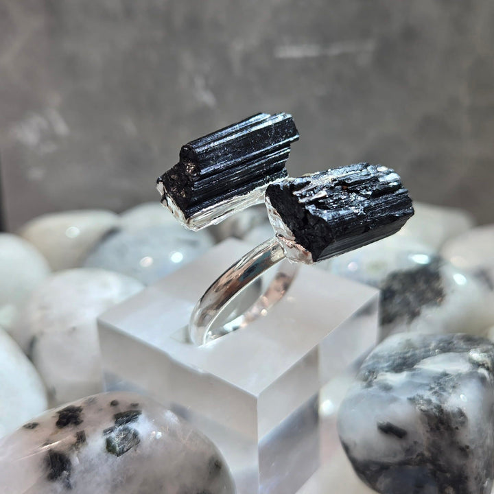 Black Tourmaline Adjustable Ring | Harmony Store Ring