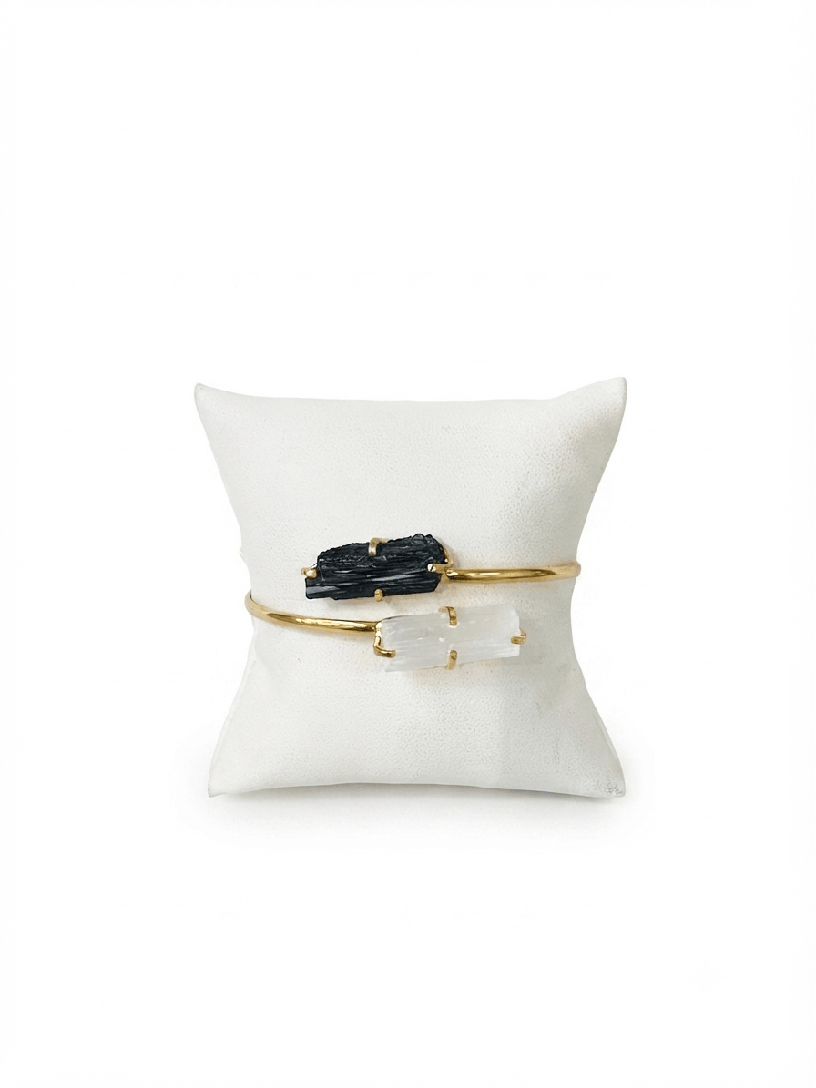 Black Tourmaline Selenite Dual Bracelet | The Harmony Store Bracelet