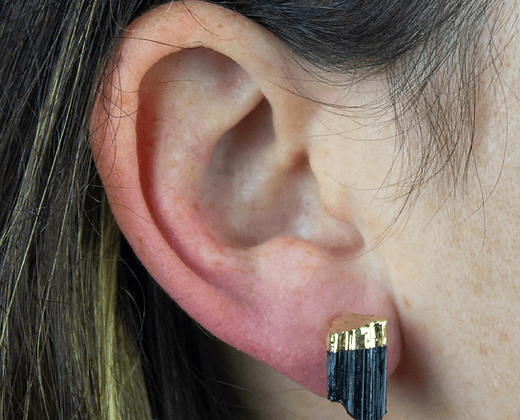 Black Tourmaline Raw Stud Earrings | The Harmony Store Earring
