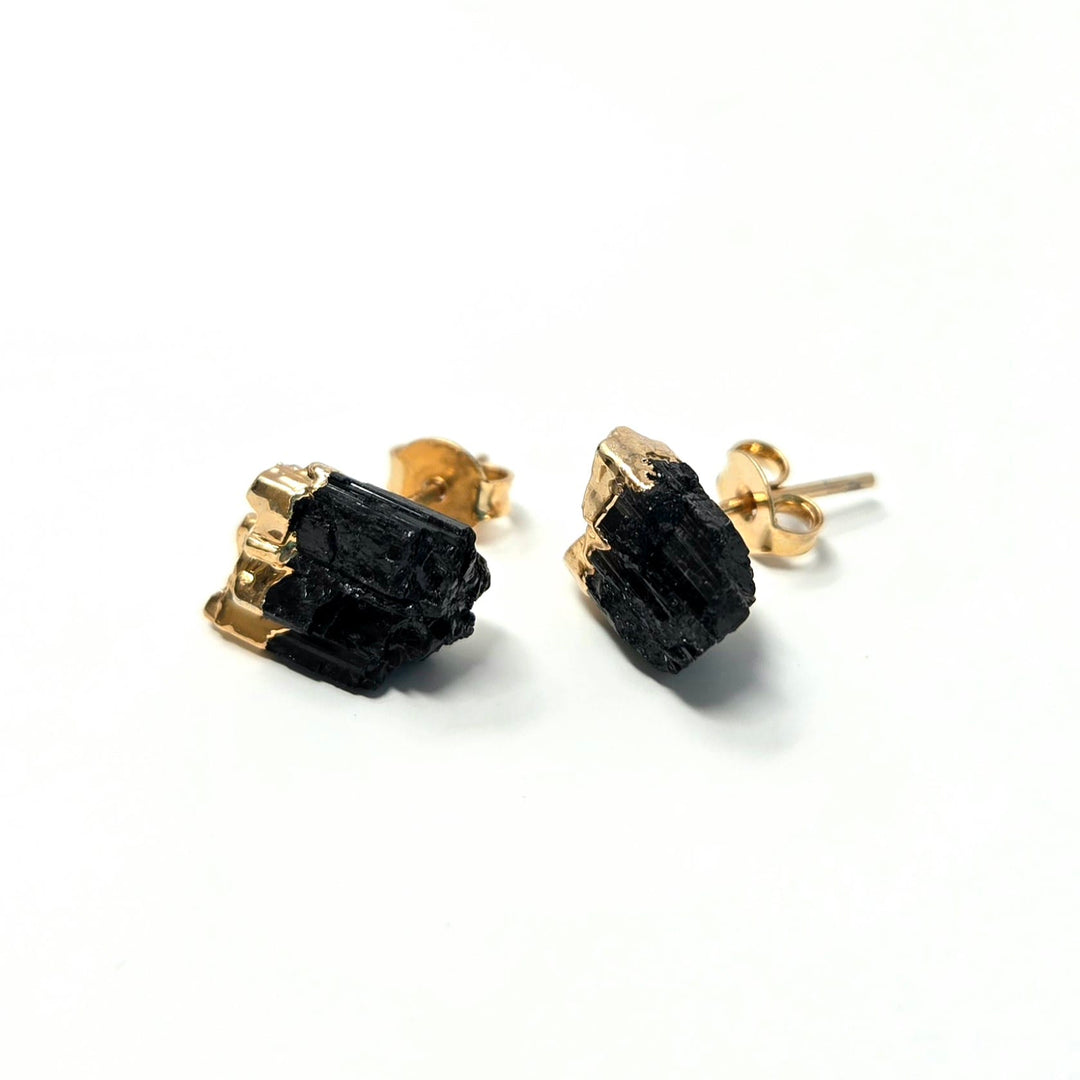 Black Tourmaline Raw Stud Earrings | The Harmony Store Earring