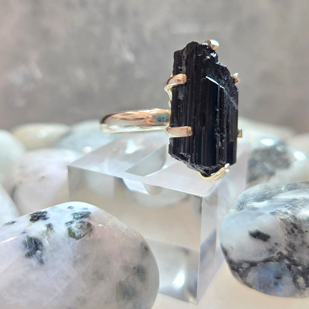Black Tourmaline Silver Ring | The Harmony Store Ring