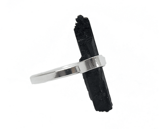 Black Tourmaline Simple Band Ring - The Harmony Store