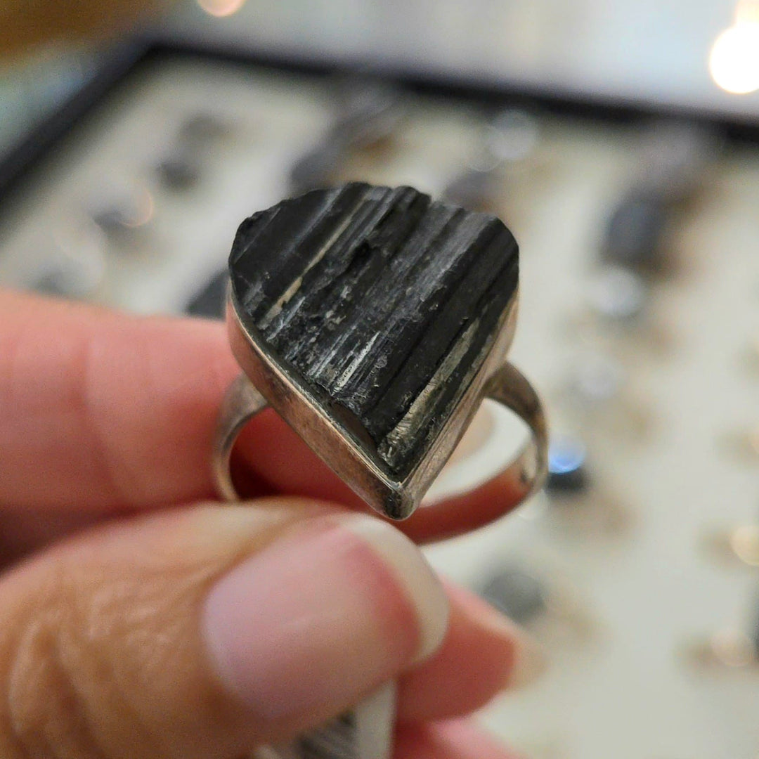 Black Tourmaline Sterling Silver Ring | The Harmony Store Ring