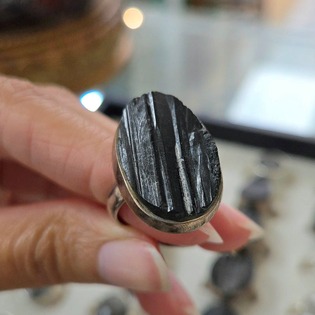 Black Tourmaline Sterling Silver Ring | The Harmony Store Ring