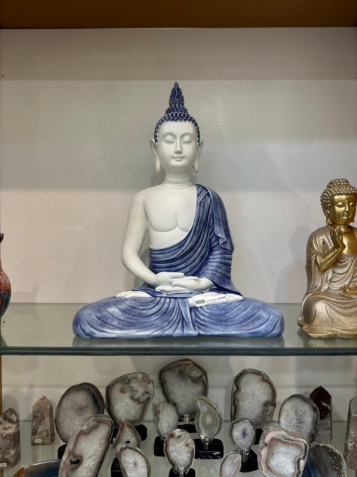 Blessing Buddha White and Blue | The Harmony Store Statue