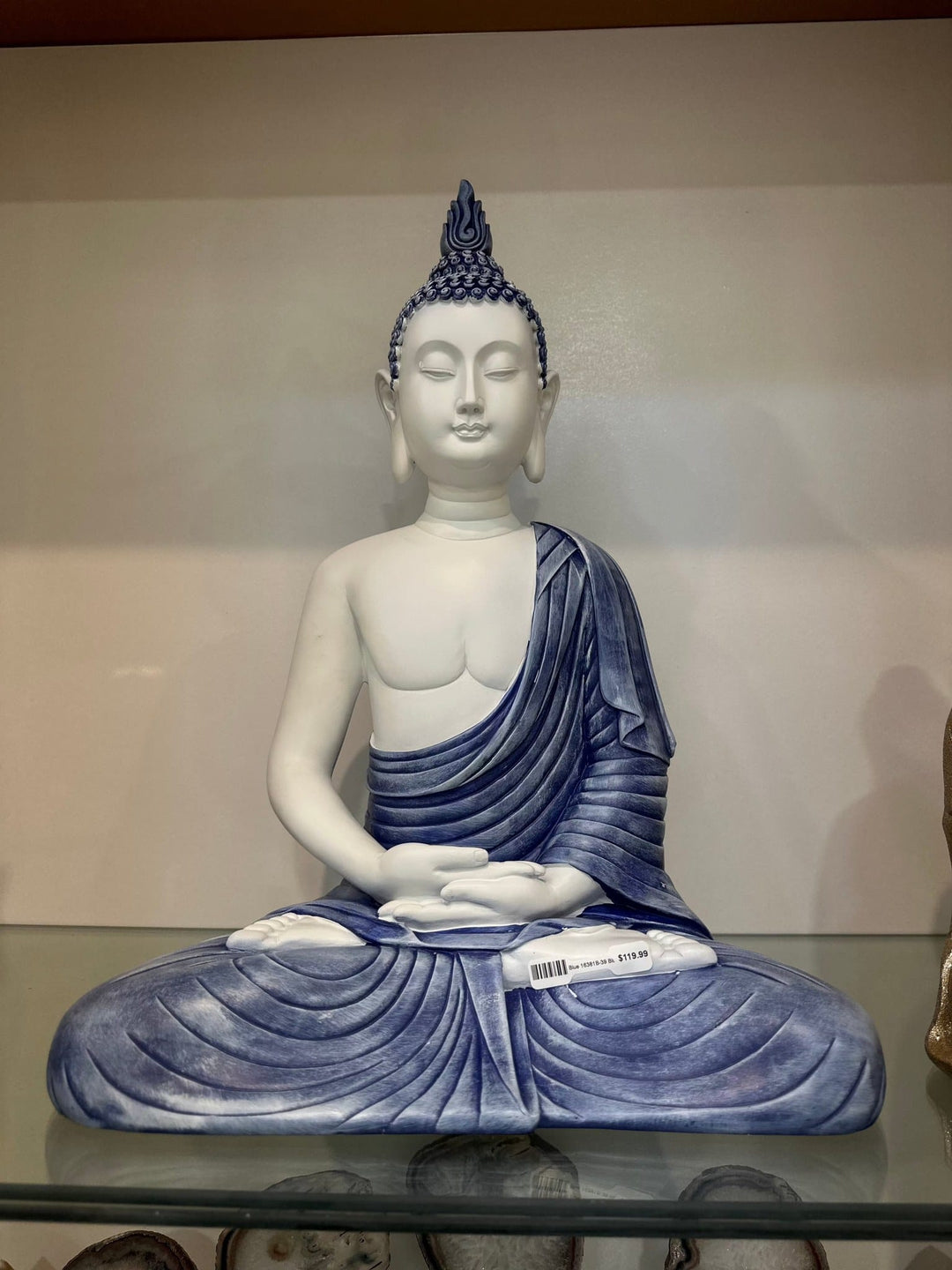 Blessing Buddha White and Blue | The Harmony Store Statue