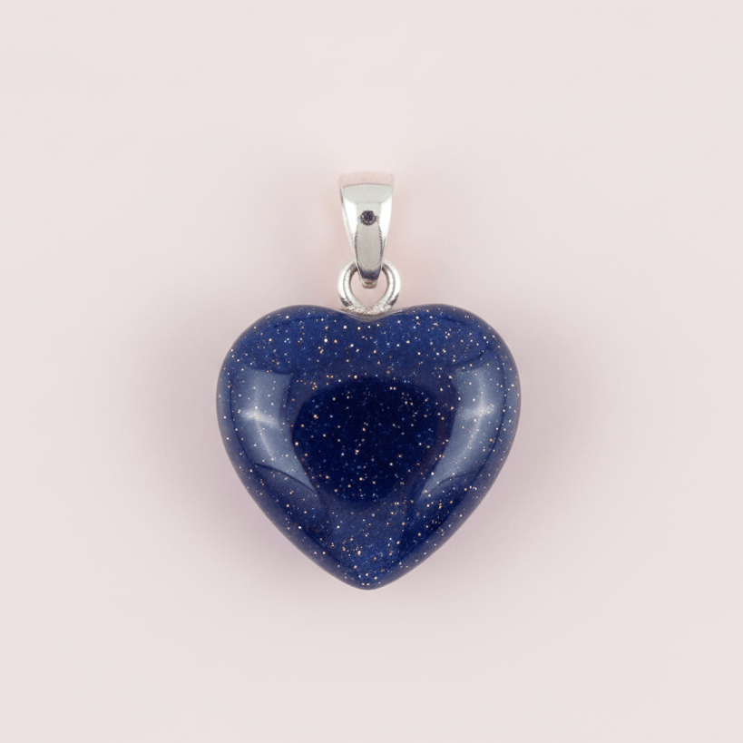 Blue Goldstone Heart Pendant Xtra Small | Creativity & Expression Jewelry Blue Quartz : Xtra Small