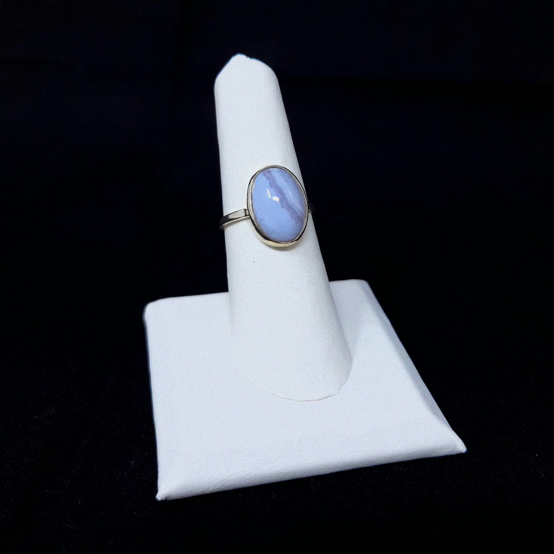 Blue Lace Agate Smooth 925 Ring Medium | The Harmony Store Ring