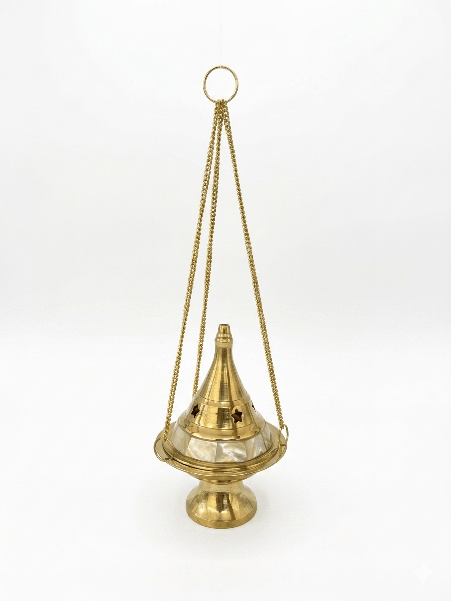 Brass Hanging Burner with Pearl | The Harmony Store Incense Burner