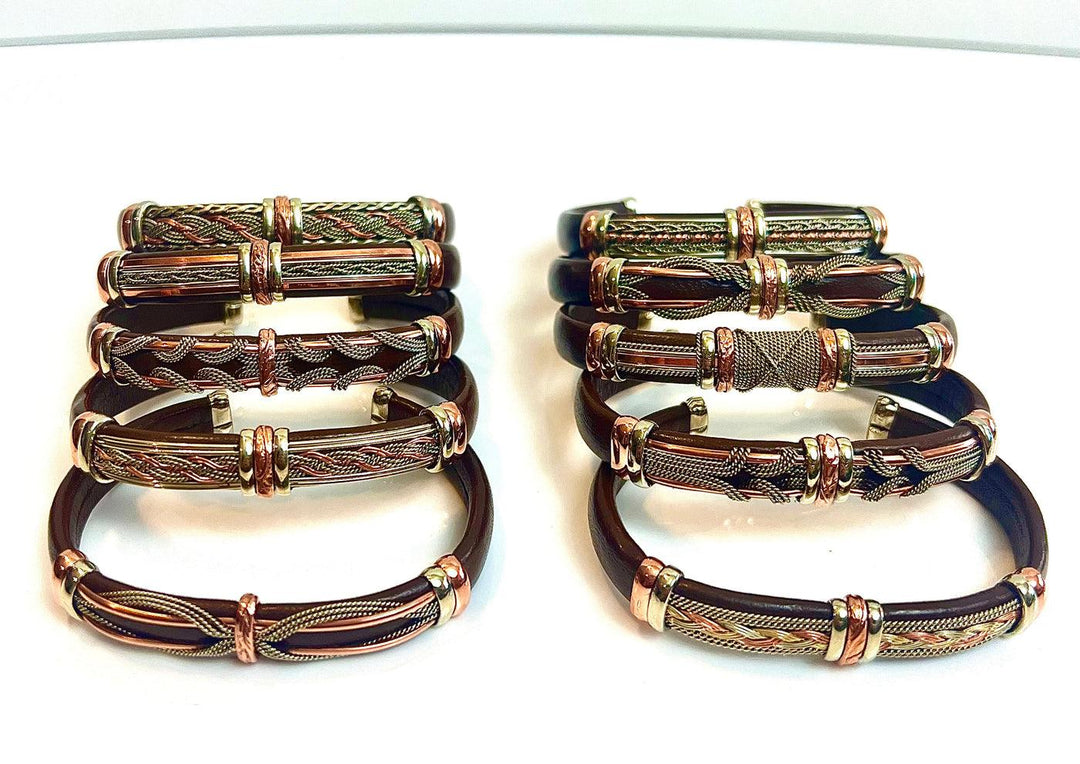 Brown Leather Copper Cuff Bracelet | The Harmony Store Bracelet