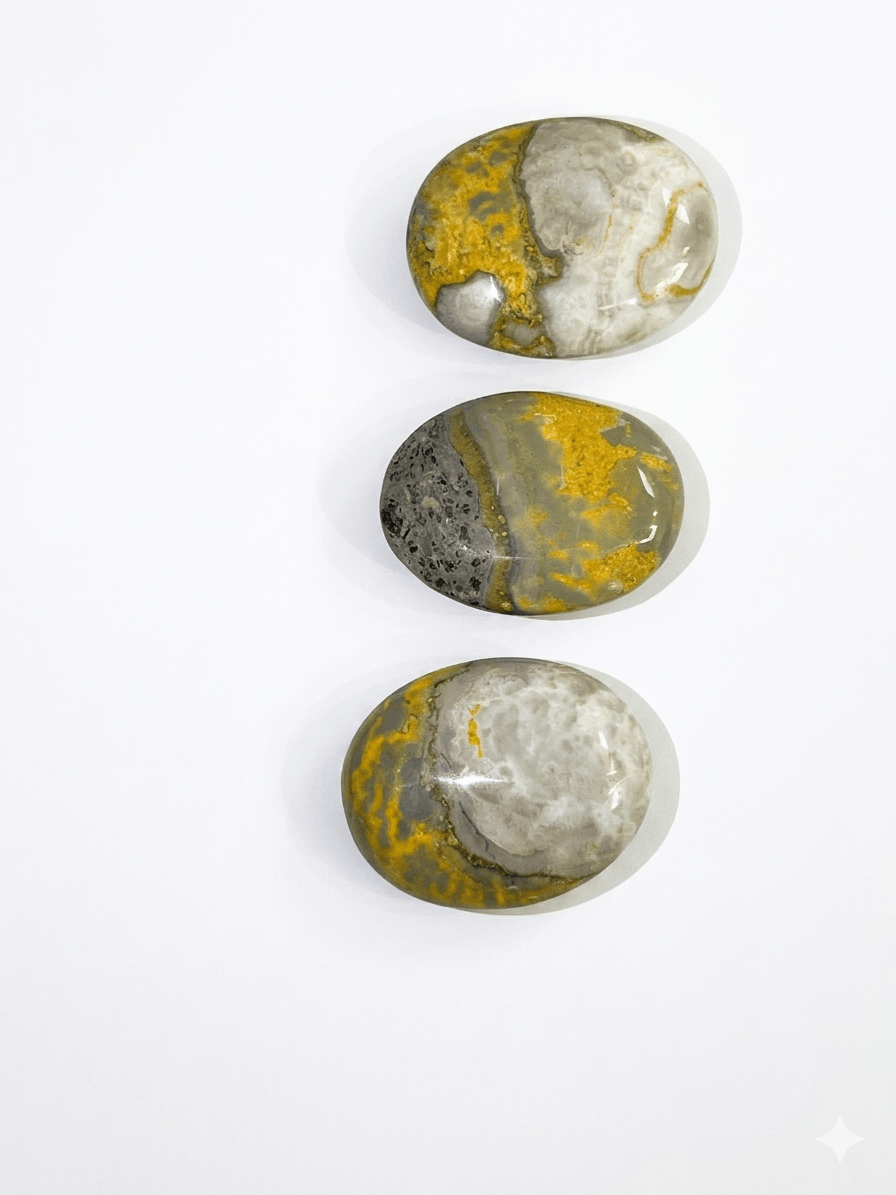 Bumble Bee Jasper Pillow Stone | The Harmony Store Palm Stone