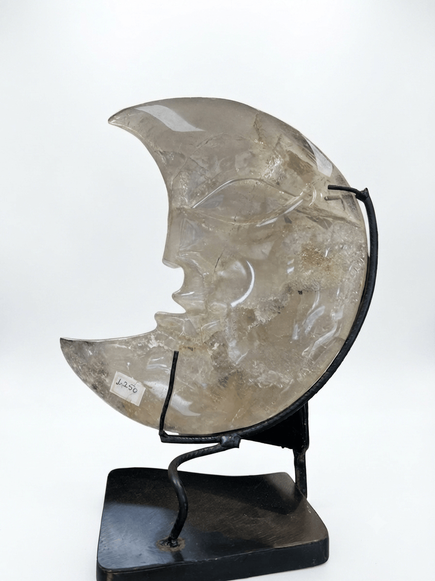 Carved Citrine Moon on Metal Stand | The Harmony Store Carving