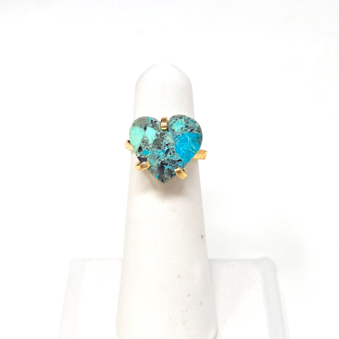 Chrysocolla Heart Simple Band Ring | The Harmony Store Ring