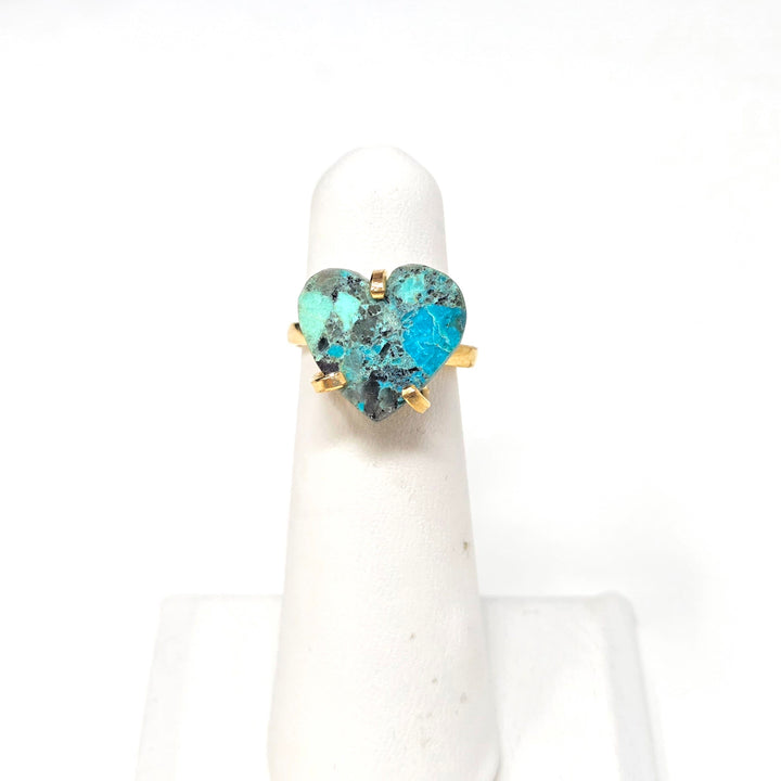 Chrysocolla Heart Simple Band Ring | The Harmony Store Ring