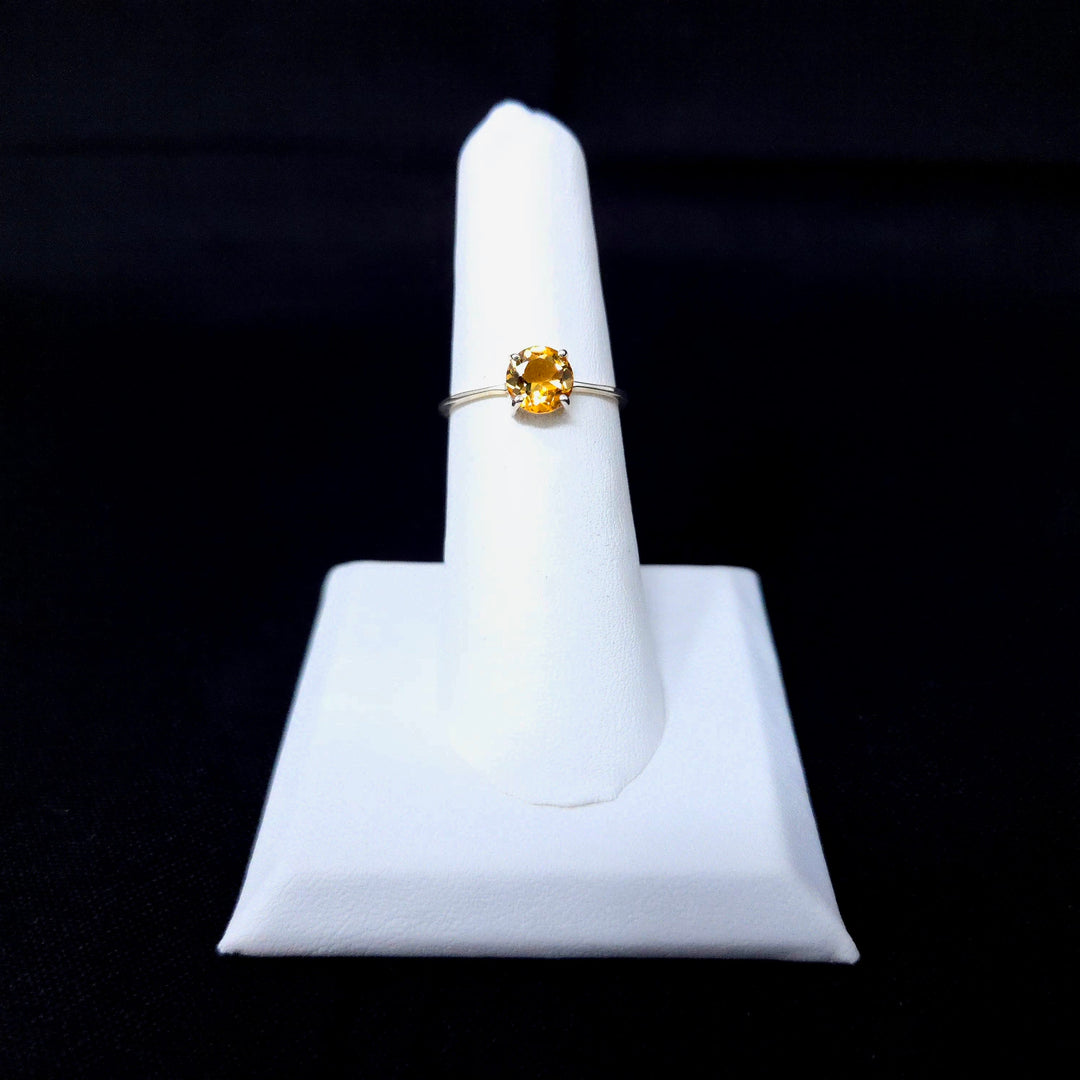 Citrine Faceted Prong Silver Ring | Harmony Store Ring