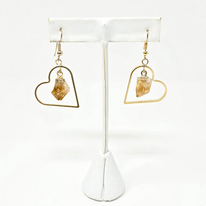 Citrine Gold Plated Heart Earrings | The Harmony Store