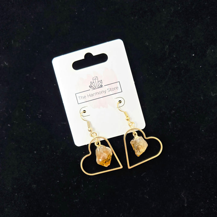 Citrine Gold Plated Heart Earrings | The Harmony Store