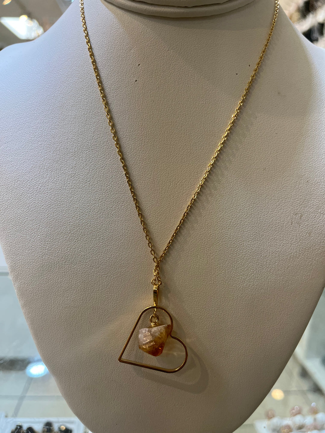 Citrine Gold Plated Heart Pendant | The Harmony Store Pendant