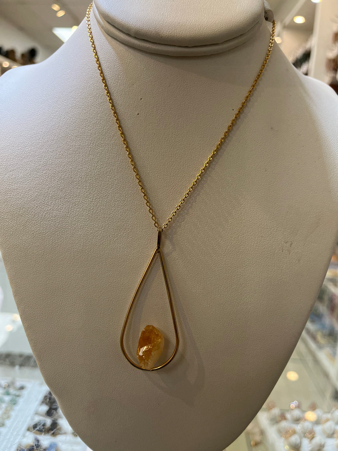 Citrine Gold Plated Teardrop Pendant | The Harmony Store Pendant