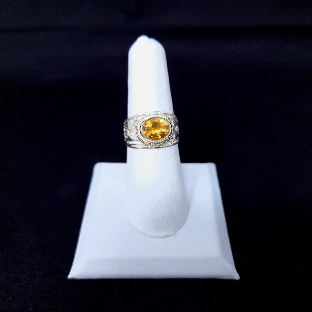 Citrine Jali Sterling Silver Ring | Harmony Ring