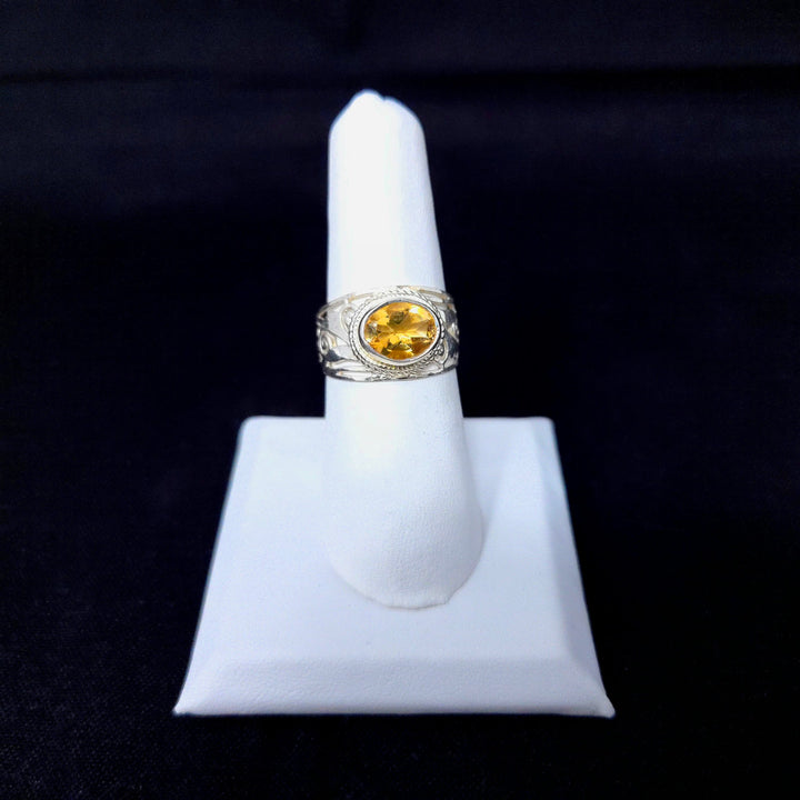 Citrine Jali Sterling Silver Ring | Harmony Ring