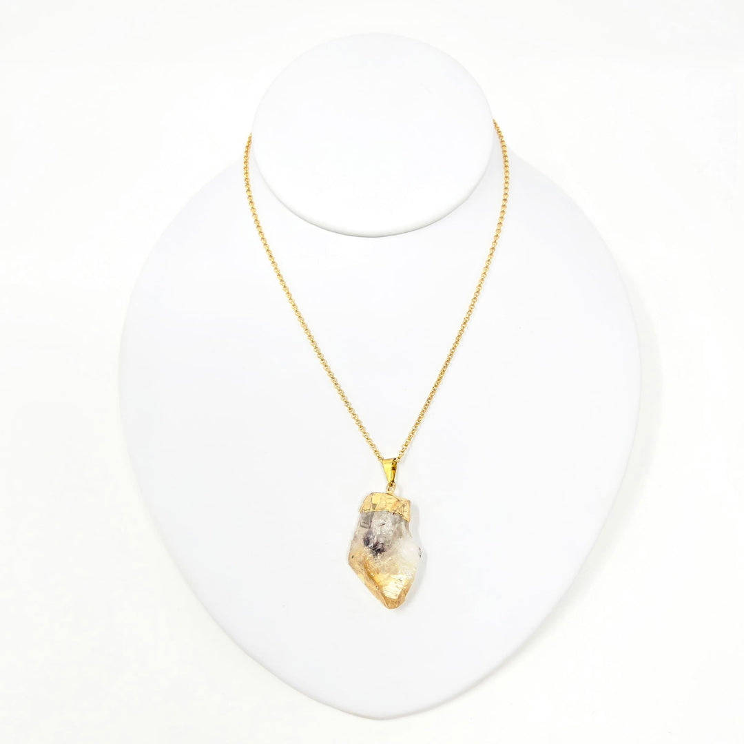 Citrine Quartz Point Gold Plated Pendant | Harmony Pendant