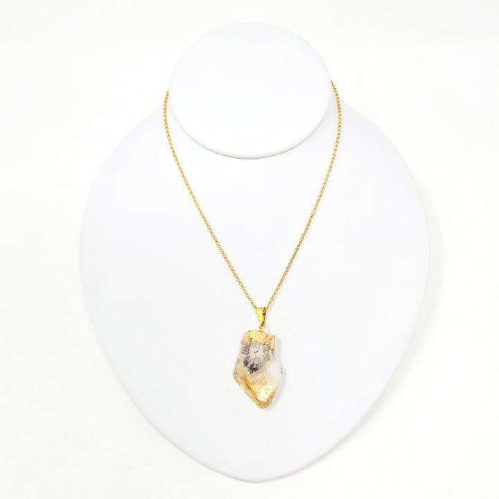 Citrine Quartz Point Gold Plated Pendant | Harmony Pendant