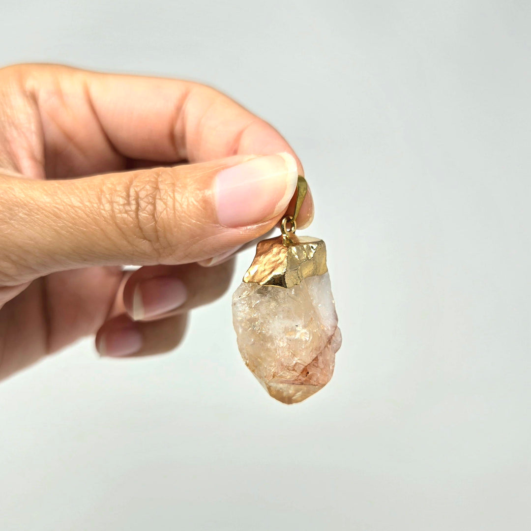 Citrine Quartz Point Gold Plated Pendant | Harmony Pendant