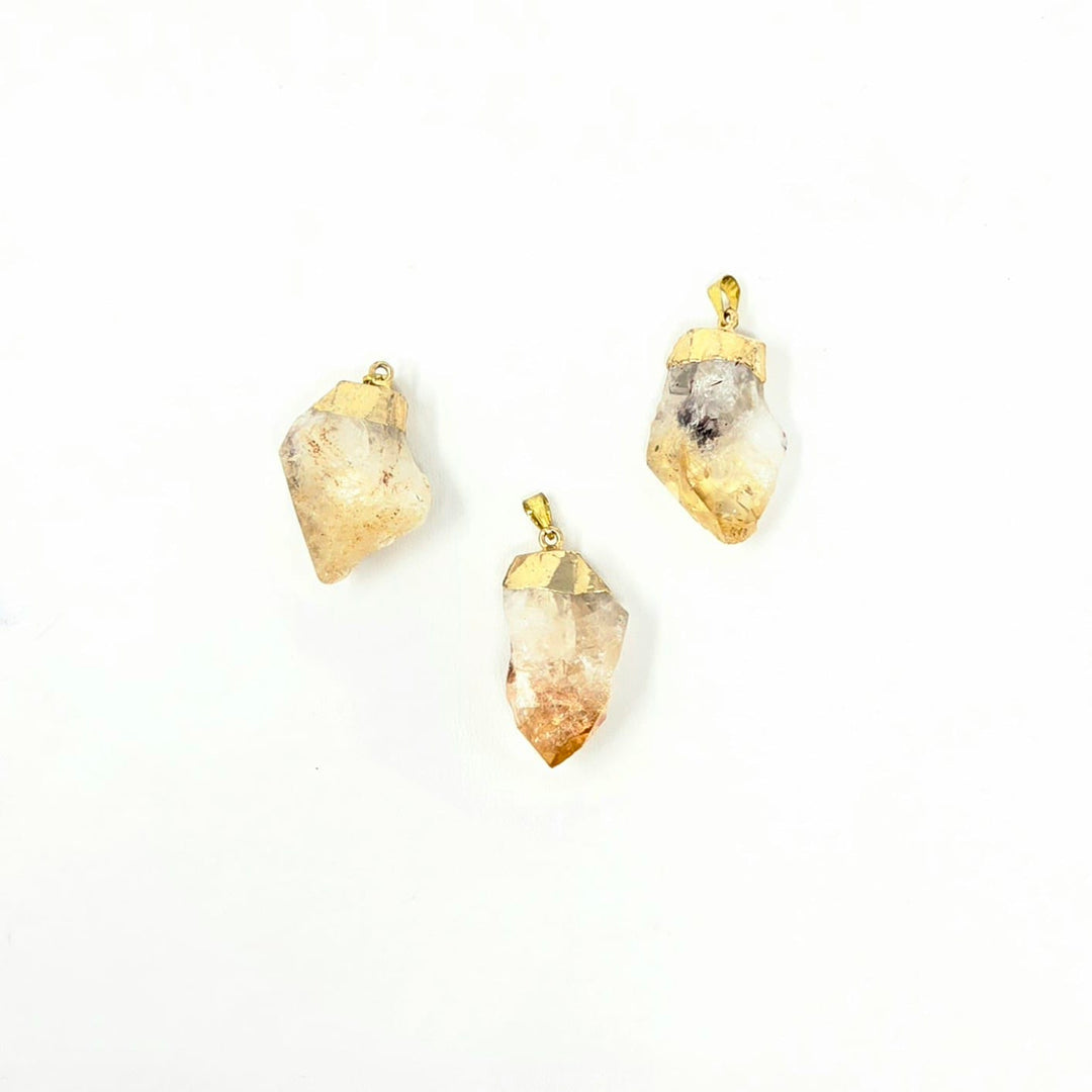 Citrine Quartz Point Gold Plated Pendant | Harmony Pendant