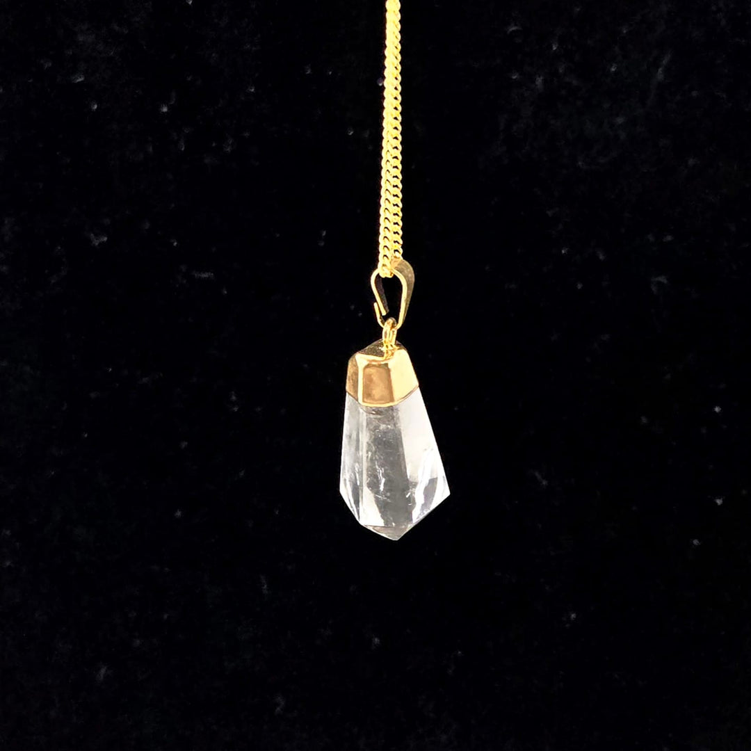 Clear Quartz Diamond Cut Pendant Gold | The Harmony Store Pendant