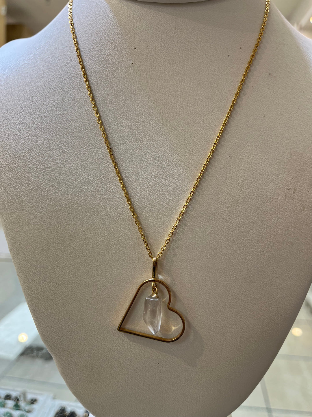 Clear Quartz Gold Plated Heart Necklace | The Harmony Store Necklace