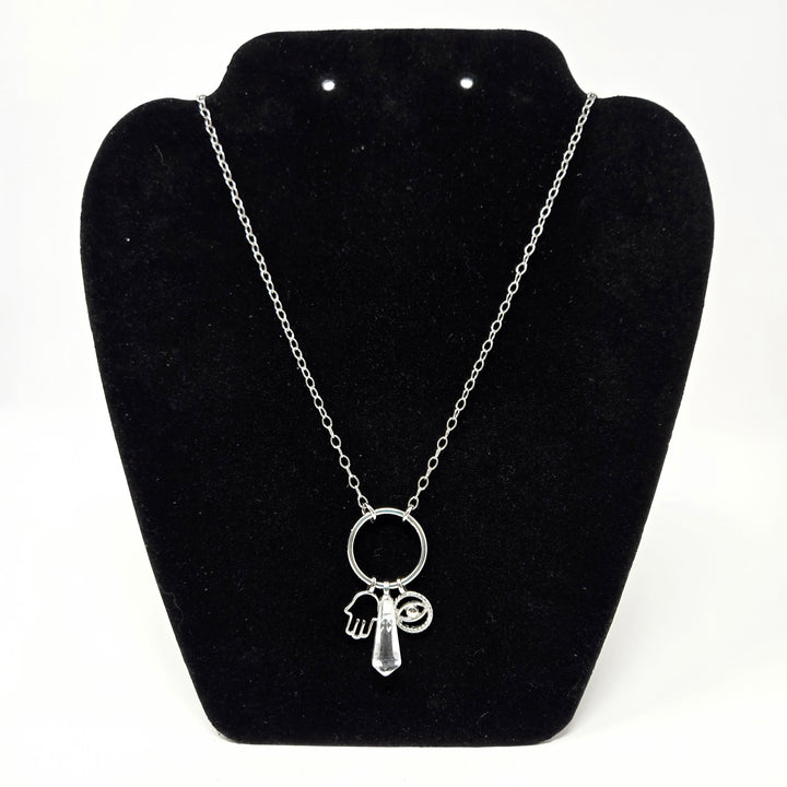Clear Quartz Hamsa Evil Eye Necklace | The Harmony Store Necklace