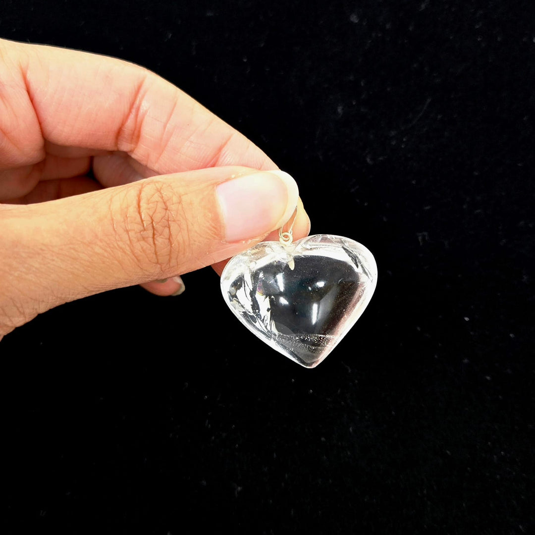 Clear Quartz Heart Pendant Brazil 25mm | The Harmony Store Pendant