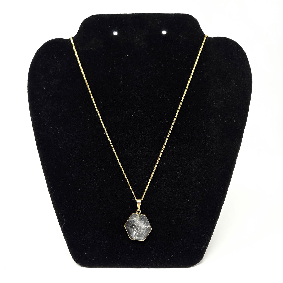 Clear Quartz Hexagonal Necklace Gold | The Harmony Store Necklace