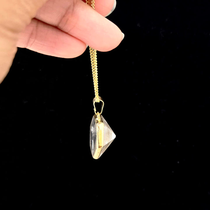 Clear Quartz Hexagonal Necklace Gold | The Harmony Store Necklace