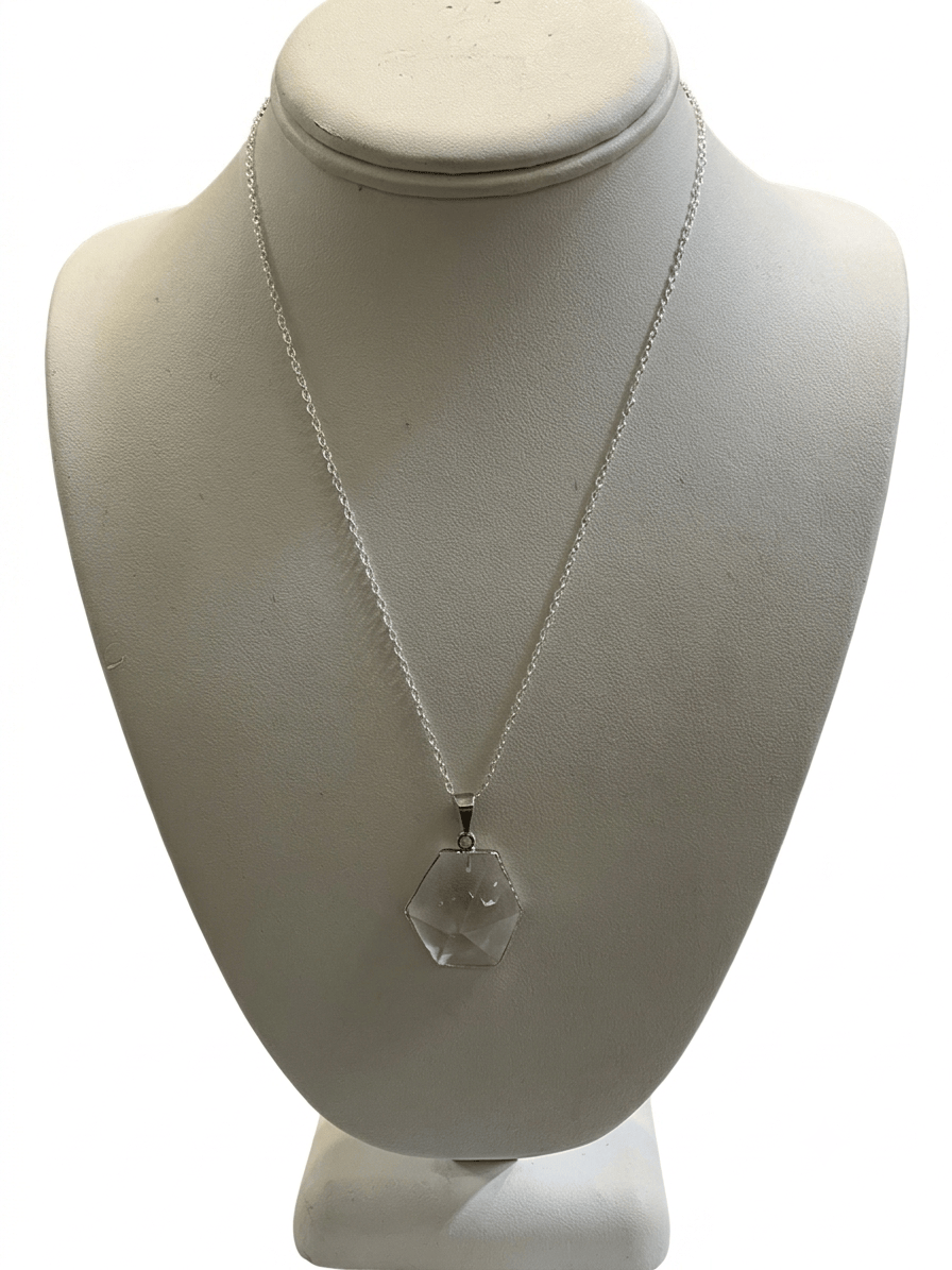 Clear Quartz Hexagonal Pendant Silver | The Harmony Store Pendant