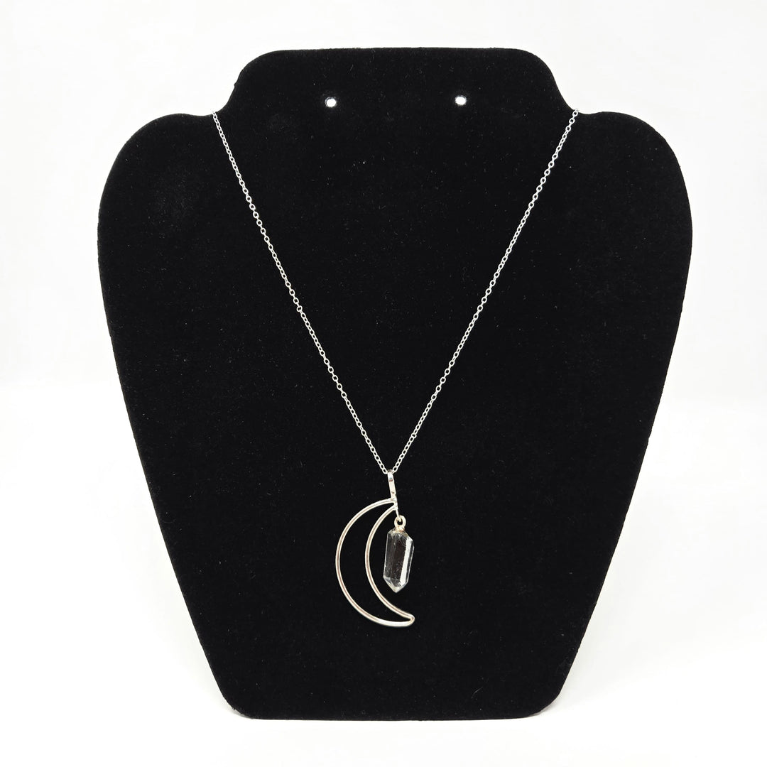 Clear Quartz Moon Dangle Necklace | The Harmony Store Pendant