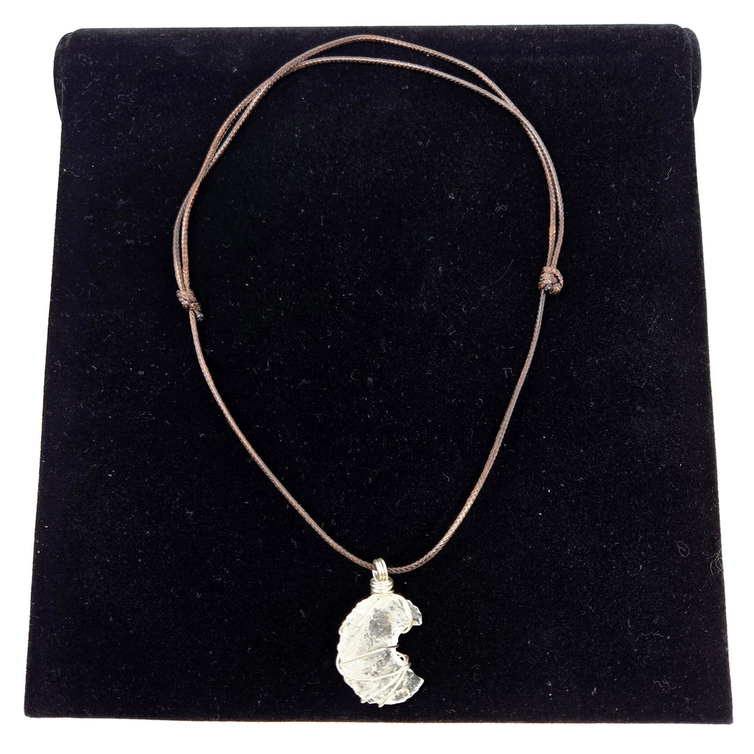Clear Quartz Puffy Moon Necklace Wire Wrapped | The Harmony Store Clear Quartz : 3/4" Puffy